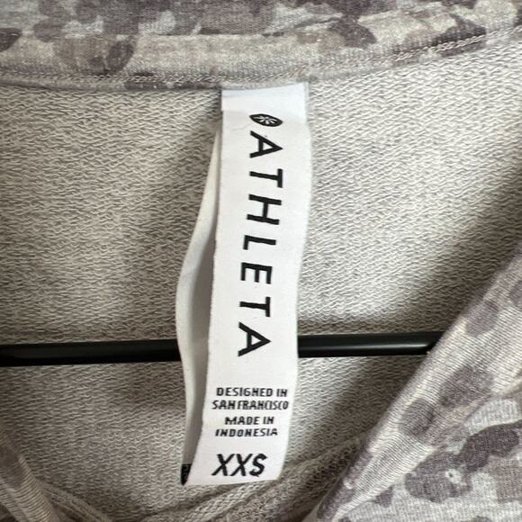Athleta Studio To Street Print Crewneck Sweatshirt size XXS Heather Grey Libra - Picture 6 of 9